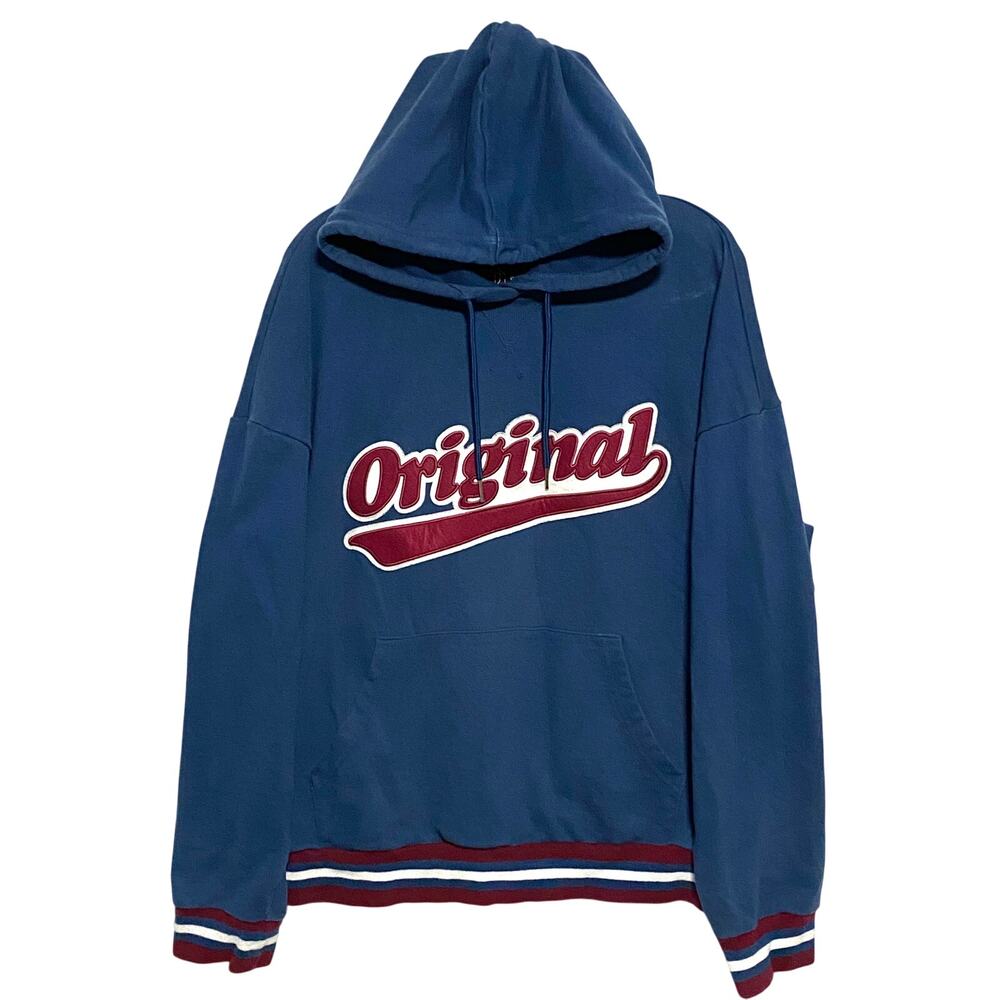 Original Use Spell Out Embroidered Logo Hoodie Mens L Retro Letterman Hip Hop